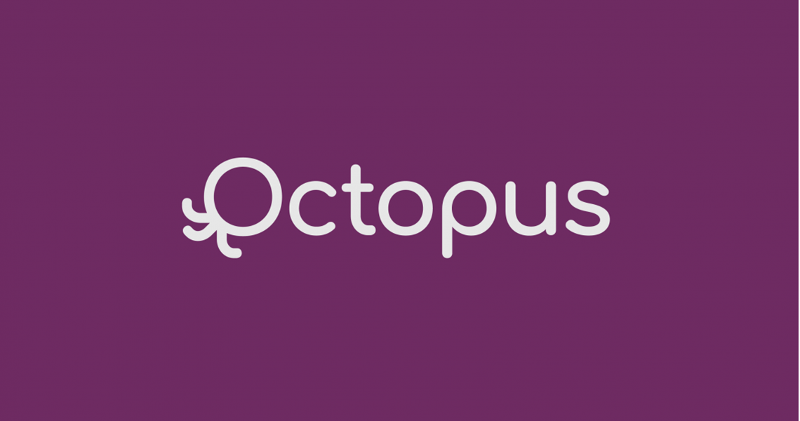 Logo for the trial with the word Octopus in white letters against a purple background
