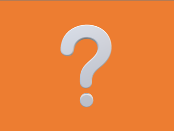 A white question mark against a neon orange background