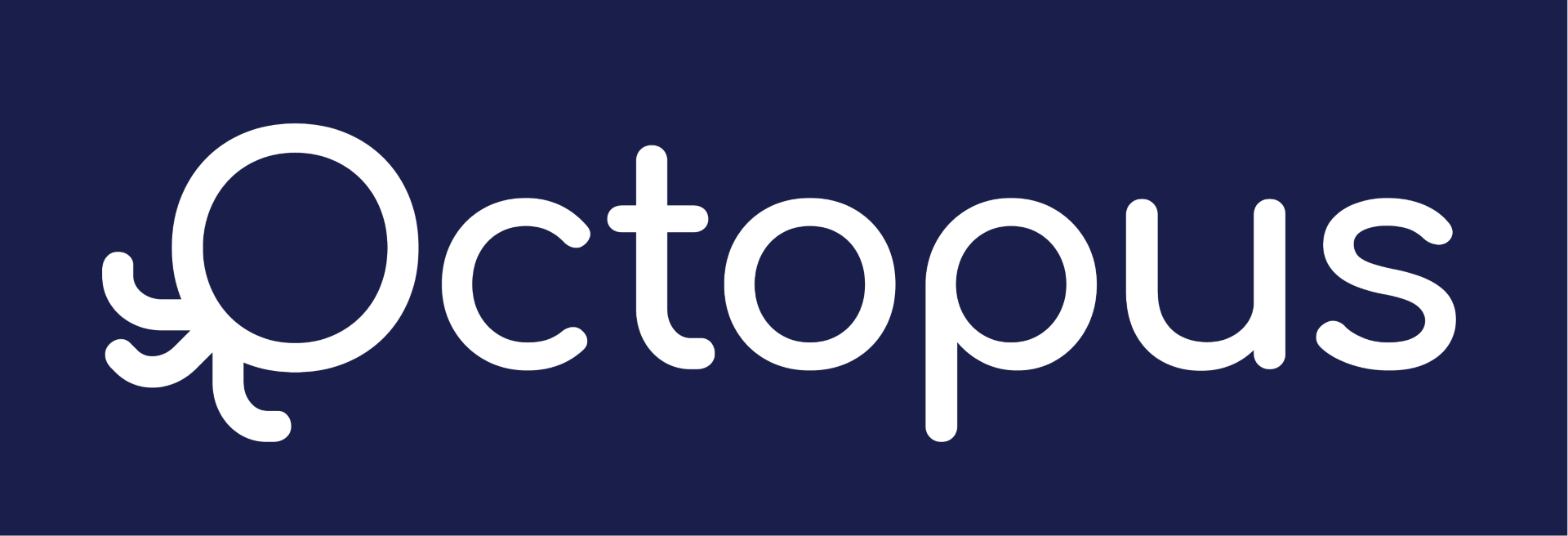 Logo for the trial with the word Octopus in white letters against a blue background