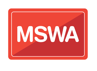 MSWA in white letters against red background
