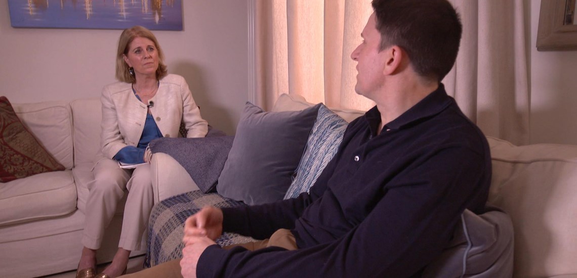 Victoria Macdonald speaks to Brad Johnson image taken from Channel4 website.